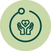 healthy heart with hands icon